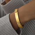 Customized Anti Fade Stainless Steel Chains  Diy Engraving Flat Blank Watch Band  Bangle for Couple