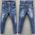 Fitspi Wholesale Men's Slim Patch Stretch Jeans Blue Skinny Pants Trousers