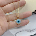 Round Blue Evil Eye Necklace for Women Fashion Sea Pearl Shell Pendant Jewelry