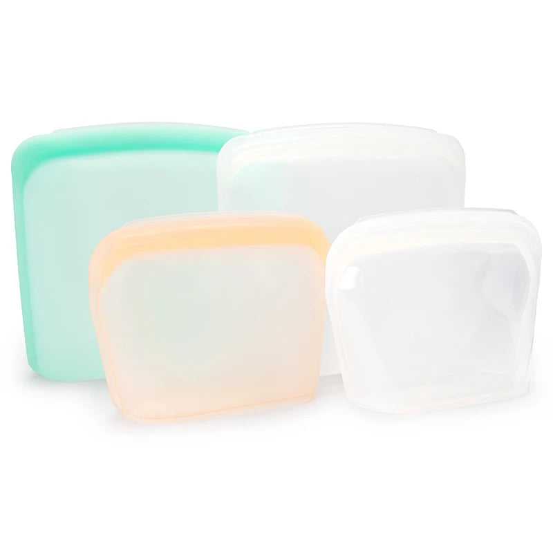 Customizable Food Grade Silicone Reusable Food Storage Bags Waterproof Transparent Zipper Bag