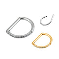 ASTM F136 Titanium Half Ring CZ Paved D Shape Hinged Segment Clicker Cartilage Body Piercing Earring Hoop Nose Hoop