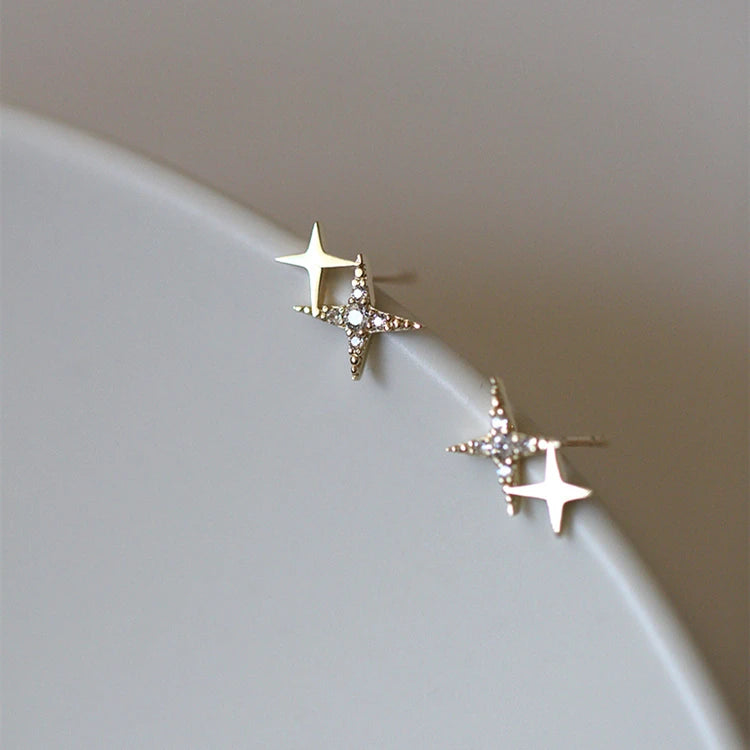 Earrings Star Jewellery Clear Four-Pointed Star Earrings Light Shinning Earrings