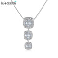 LUOTEEMI Trendy a AA Cubic Zirconia Three Square Long Pendant Necklace for Women Girls Bridal Wedding Fashion Jewelry Bijoux