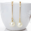 Fashion Charm Pearl Dangle Earrings for Women Long Earrings Chain Gold Plated Pearl Drop Earrings Daily Wear Jewelry