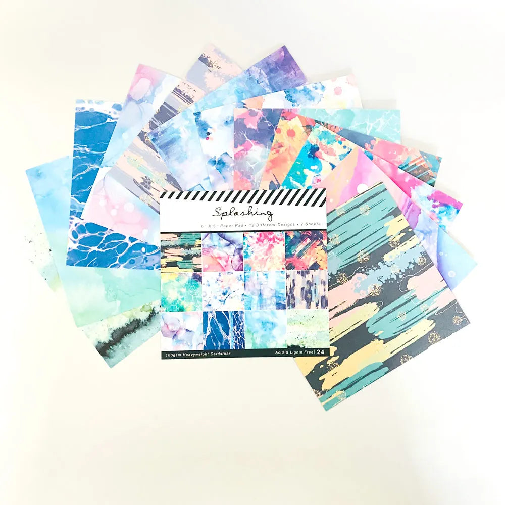 GF 24 Sheet 6"X6" Watercolor Patterned Scrapbook Paper Pad Handmade DIY Craft Background Pad Scrapbooking Paper Pack