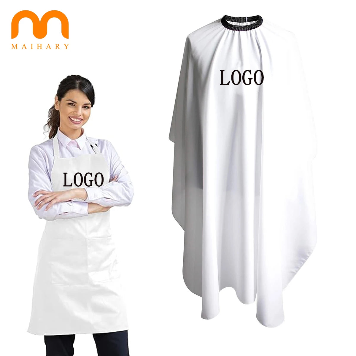 Customized Design Cape Polyester Barbershop Capes  Hairdressing Barber Hair Cutting Stylist Cape with Different Neckline Choices