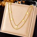 New Fashion Double Layer 18k Gold Plated Non Tarnish 316L Stainless Steel Heart Charm Necklace for Women