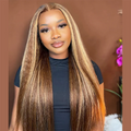P4/27 Highlights Straight Human Hair Pre Plucked Transparent Lace Front Remy Human Hair Wigs for Black Women Hair Wigs