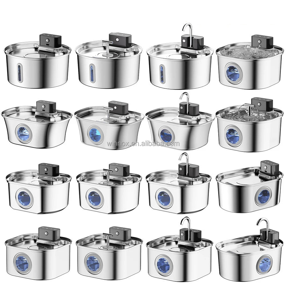 Factory OEM\ODM 3.2L Battery Operated Automatic Feeders & Waterer Stainless Steel Smart Pet Water Dispenser with Window Sensor