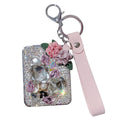 Handmade Cosmetic Mirror Key Holder Personalized Women Girl square Metal Mirror Keychain Portable Makeup Mirror Key Ring