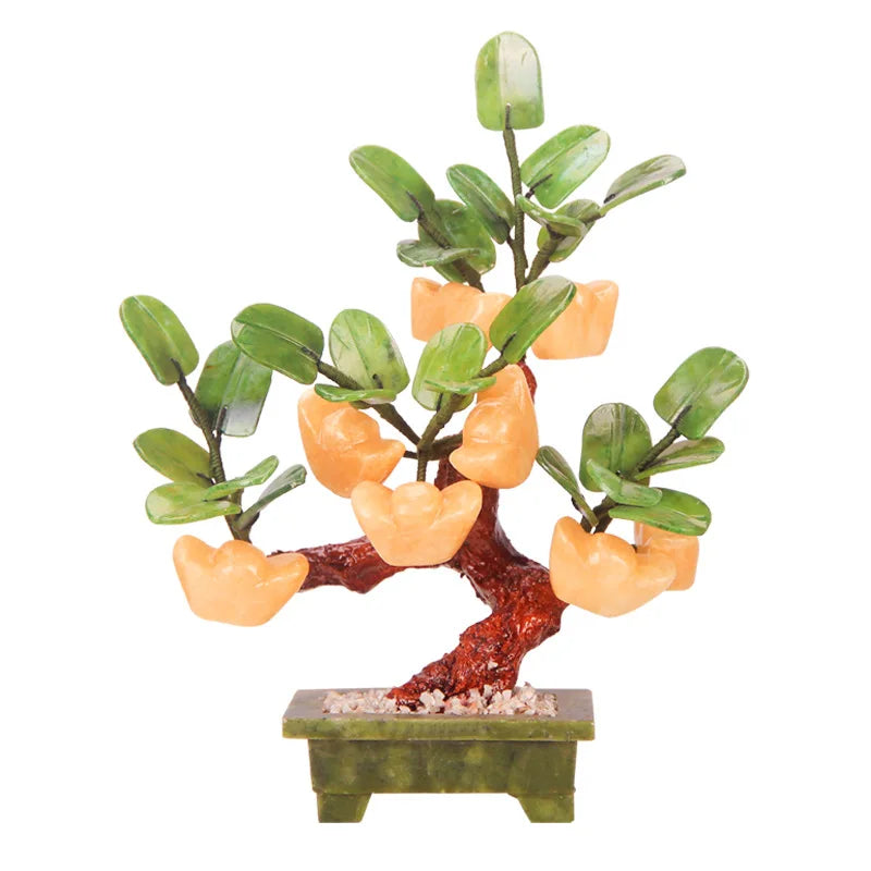 Natural Jade Bonsai Lngot Tree Living Room Home Jewelry Jade Handicrafts Fortune Tree Jade Carving Pieces