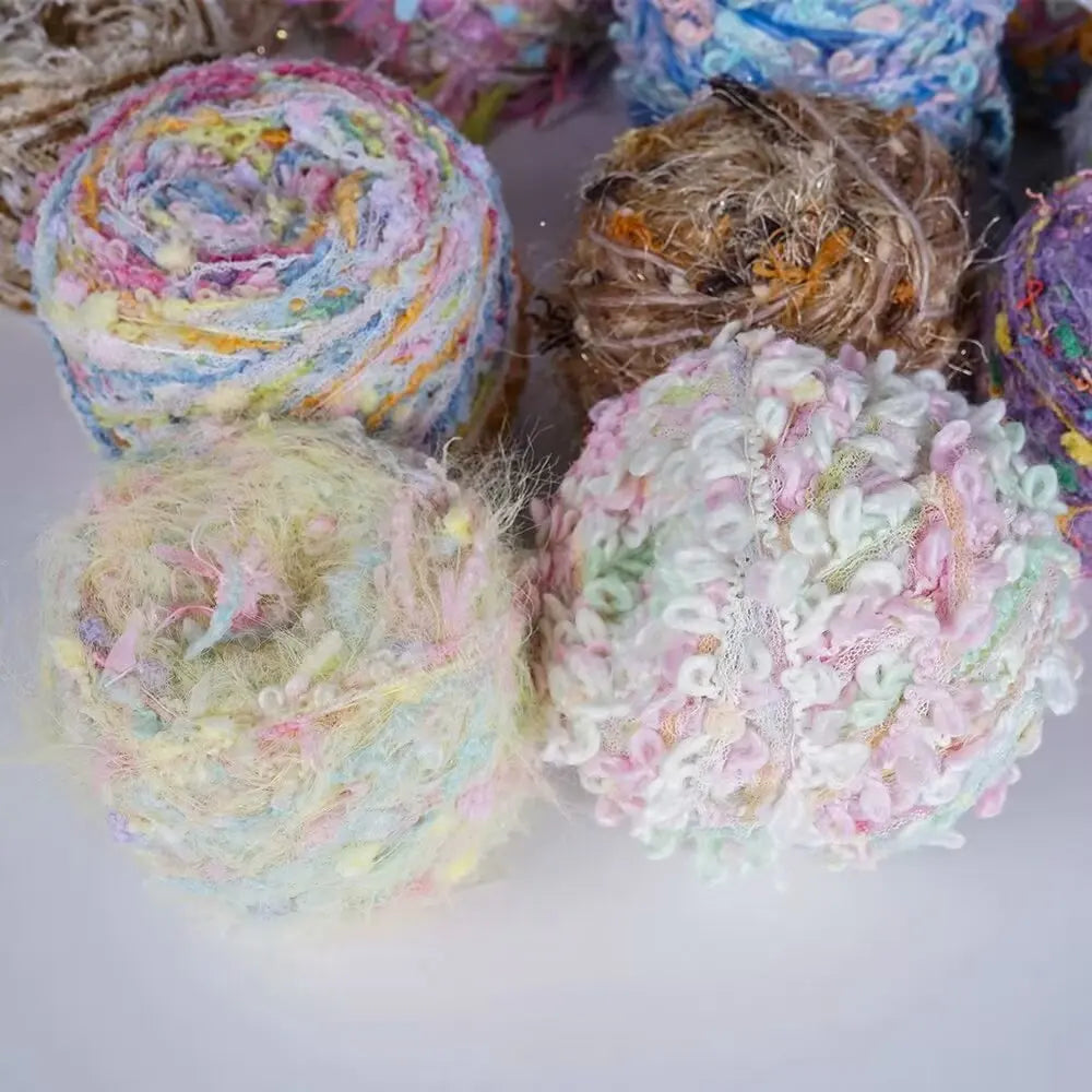 Colorful DIY Blended Fancy Yarn Segment Dyed Mesh Butterfly Yarn for Crochet Scarf