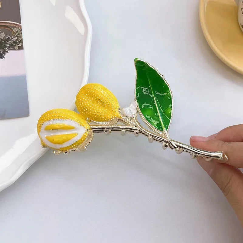 Elegant Durian Metal Hair Claws for Women New Design in Sweet Fruit Fashion Style Hot Summer Sale for Girls