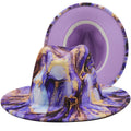 Fashion Colorful Tie Dye Fedora Hat for Women Men Marble Wide Brim Felt Panama Jazz Top Cap