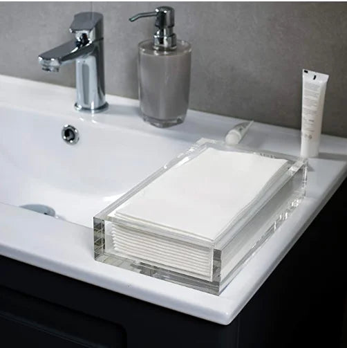 Clear Acrylic Towel Napkin Holder Lucite Napkin Holder Tray Modern Tissue Paper Tray Elegant Napkin Tray for Home or Office Use