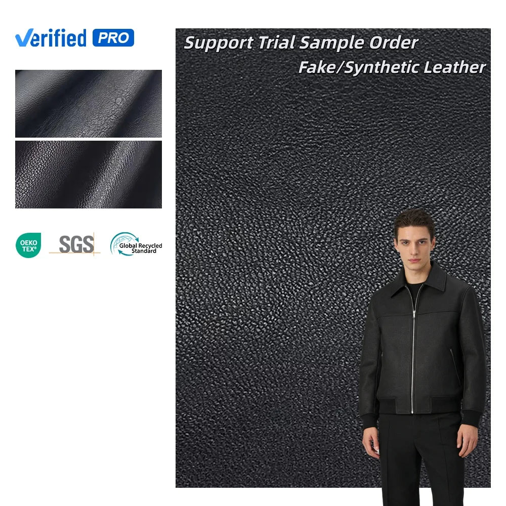 PFAS FREE Waterproof Ready to Ship Rayon Fabric Backing Pu Leather Stock Embossed Leather for Garment Finished
