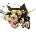 Wholesale European Style Small Tea Rose Bouquet Silk Durable 28cm Height Home Wedding Decoration