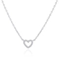 Fine Jewelry 925 Sterling Silver Rhodium Plated Zircon Heart Pendant Necklace for Women