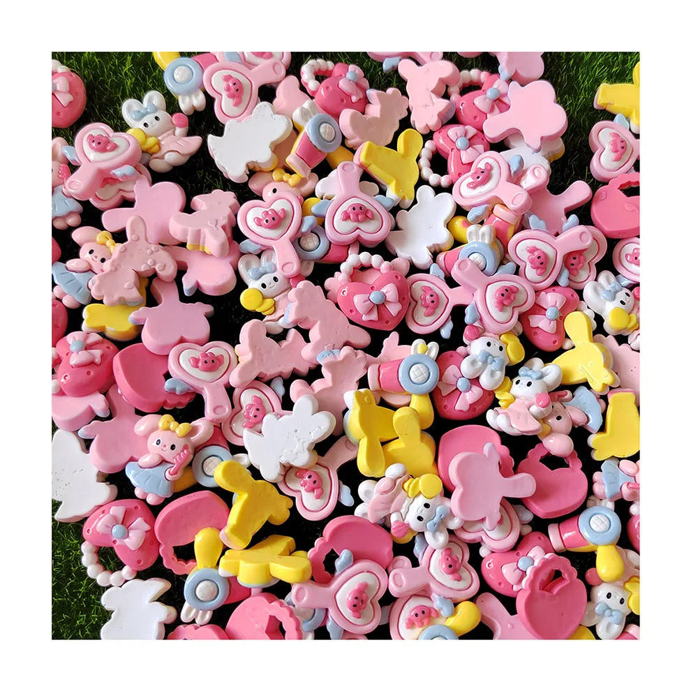 100Pcs New Mini Cute Cartoon Rabbit  Flat Back Resin Cabochons Scrapbooking DIY Jewelry Craft Decoration