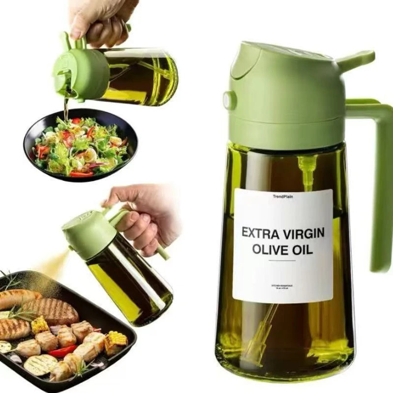 Ready-to-stock Multifunctional Glass Oil Bottle with Pourable Sprayer for Kitchen Supplies Push-type Sprayer Without Oil