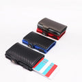 Carbon Fiber PU Leather Wallet RFID Blocking Credit Card Bank Card Business Card Button Portable Holder Christmas Promotion