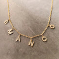 EManco Customized Name Necklace Personalized Zircon Letter Stainless Steel Choker Necklace Pendant Nameplate Gift Wholesale