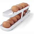 JX-Home 2-Tier Rolling Egg Dispenser Rectangle Storage Container for Food for Refrigerator Egg Holder Kitchen Use