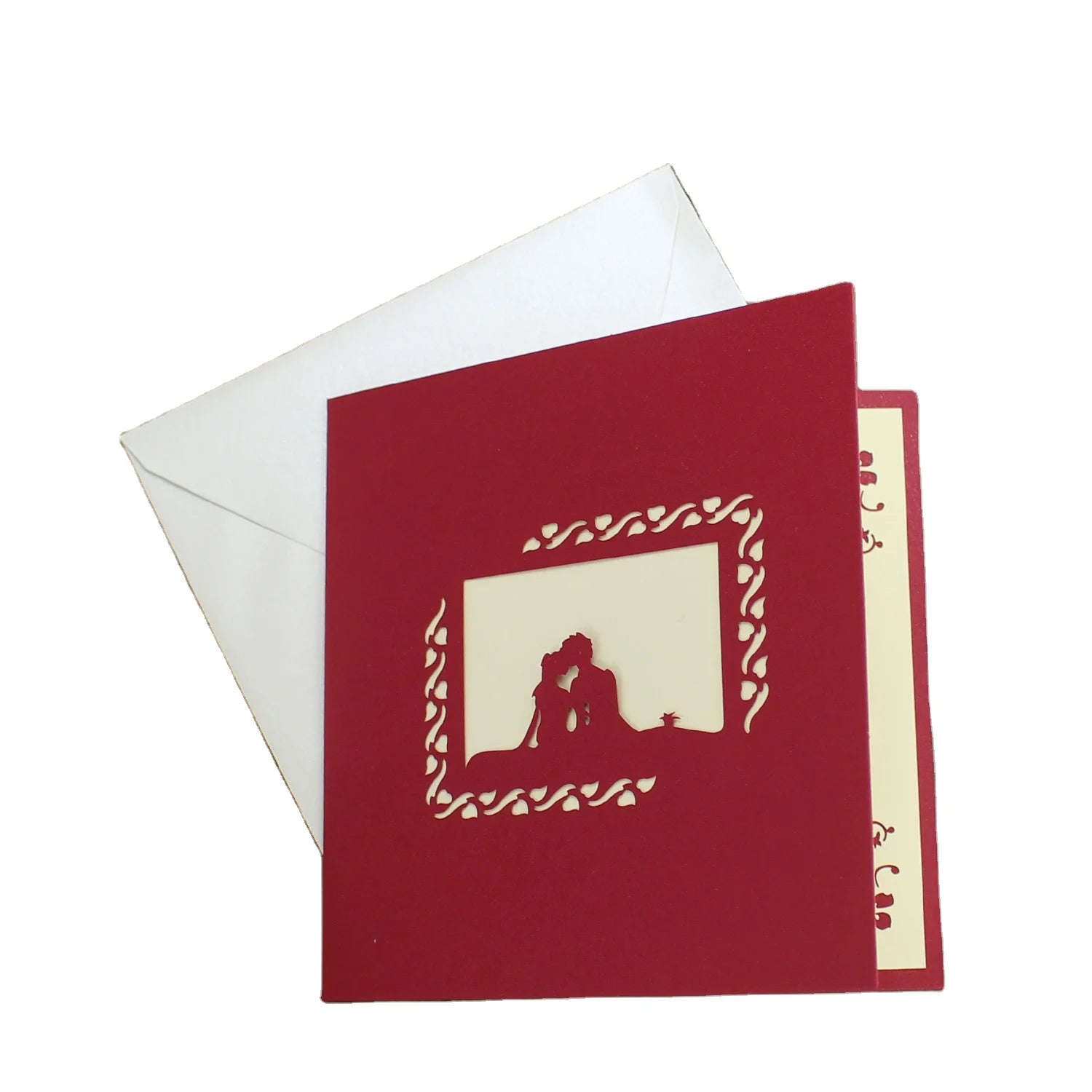 Wholesale Custom Logo Color Shape 3D Pop up Laser Cut Couple Heart Greeting Card for Love Valentine's Day All Festival