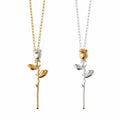 New Trendy Titanium Steel Rose Flower Necklace 18K Gold Plating 316l Stainless Steel Pendant Necklace Hip Hop Jewelry