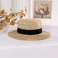 Wide Brim Hat Outdoor Travel Beach Shade Straw Hat Flat Top Hat