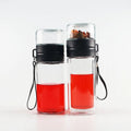 Portable 400ml Double-Wall Tea Glass Bottle with Filter Screw Cap Sealing for Water Drinking for Tea or Water