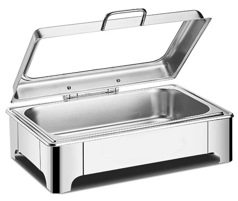 Wholesale Luxury Hotel Electric Food Warmer Rectangle Oblong Stainless Steel Chafing Dishes 9L Capacity Hydraulic Buffet Fuel