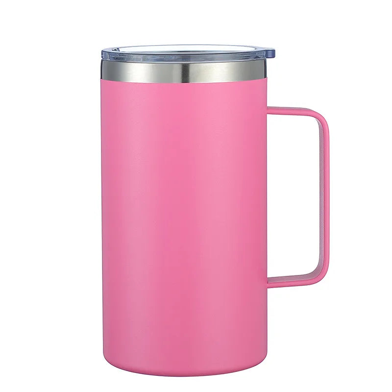 ROSY FX 24oz Stainless Steel Double Wall Wide Mouth Water Bottle Hand Grip 12-24hr Thermal Insulation Eco-Friendly for Hiking