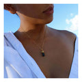 Minimalist 18K Gold Stainless Steel Dainty Raw Stone Necklace Wire Wrapped Black Tourmaline Necklace