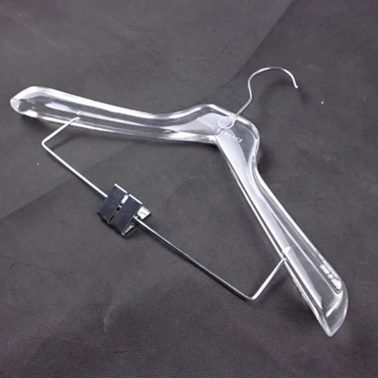 Custom Size Clear Acrylic Suit Hanger for Fashion Shop Custom Logo Printing Fashion Acrylic Hanger
