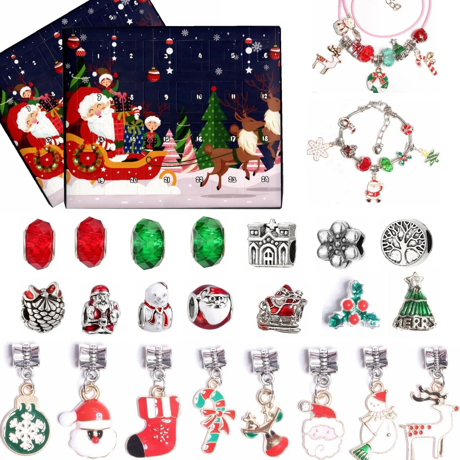 24pcs Christmas Advent Countdown Calendar Blind Box Set 2023 Hot Sale China Wholesale Charm Bracelet Kit
