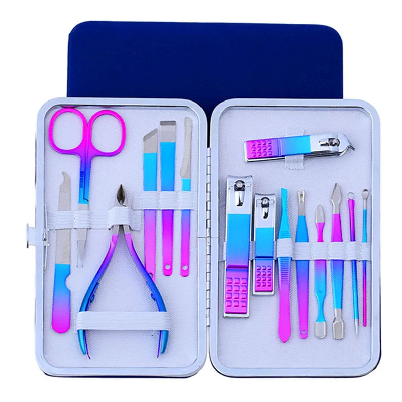 High End Unique Blue Luxury Dazzle Gift Rainbow Straight Nail Cutter for Women