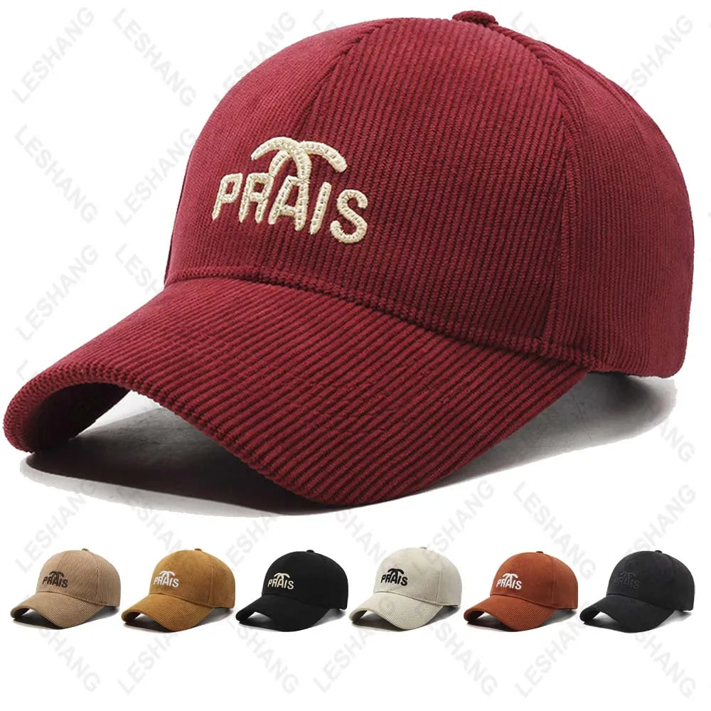 Wholesale Custom Curved Brim 6 Panel Cotton Baseball Caps Letter Embroidery Logo Corduroy Sports Hats