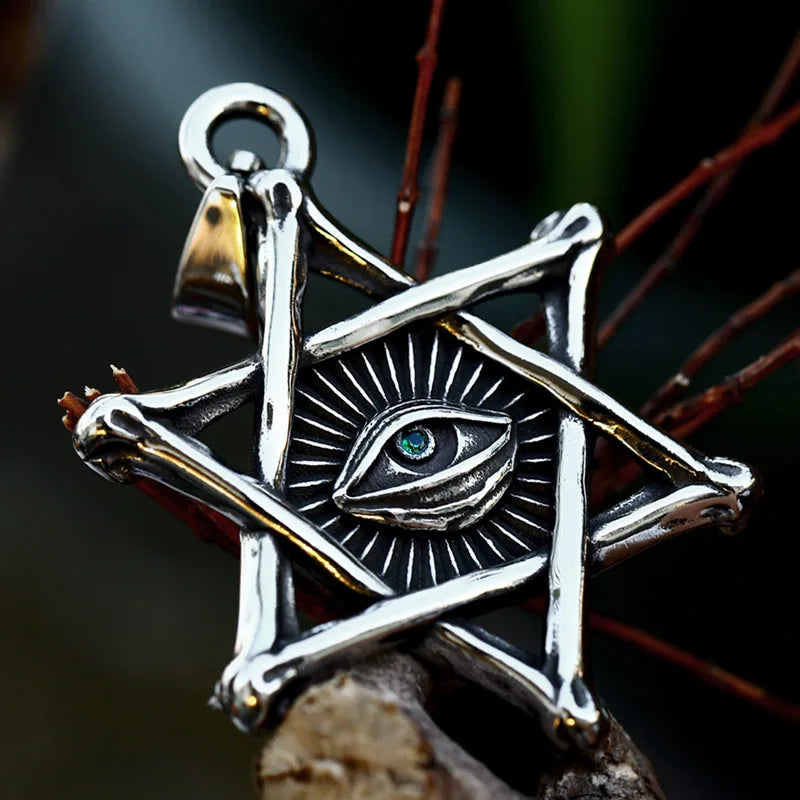 SS8-1279P 316L Stainless Steel Hexagram Pendant Eye of Horus Pendant Egyptian Style Vintage Jewelry Gift