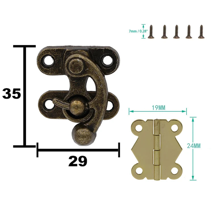 Wooden Cigar Box Metal Accessories Mini Brass Hinges and Latches with 180 Degree Opening for Home Office Kitchen Dining