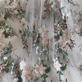 100% Polyester Embroidered Organza Flower Fabric Used for Dress Clothing
