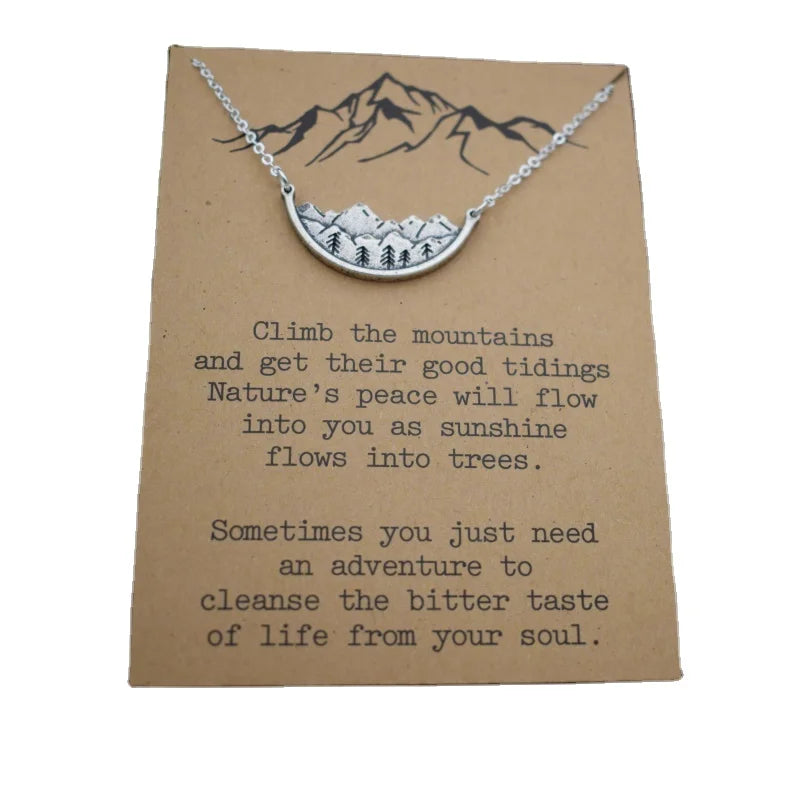 Pine Tree Necklace Minimalist Mountain Nature Jewelry With Card Christmas Gift for Woman