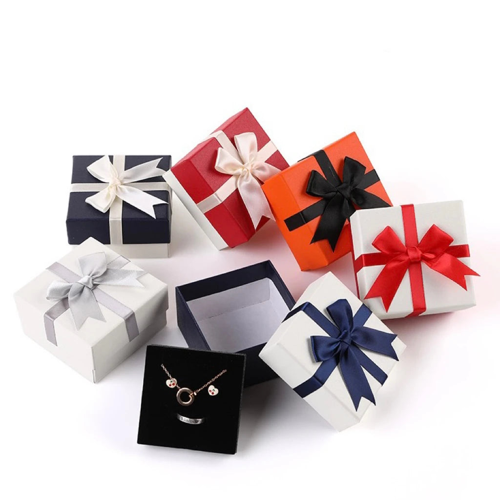 Multicolor Jewelry Box Bow Gift Boxes for Necklace Earring Ring Jewellery Sets Packaging Box