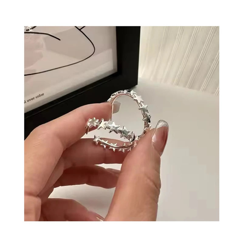Wholesale Chunky Earrings 925 Sterling Silver Geometric Star Shape Round Hoop Earrings for Girls Gifts