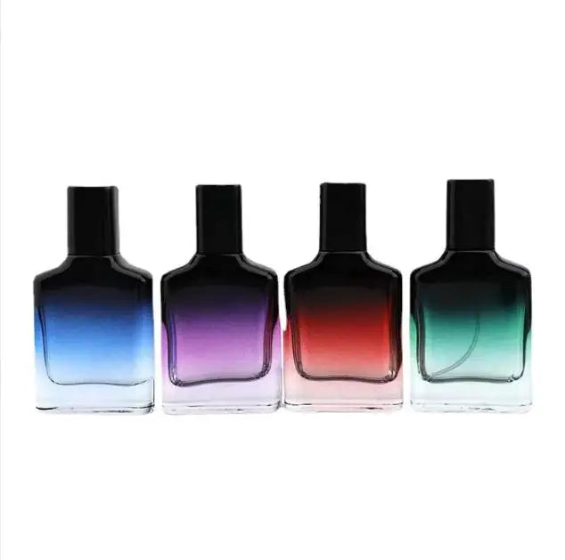 Cheap New Design square 30ml Gradient Color Black Cap Glass Spray Empty Bottle for Perfume