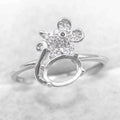 Semi Mount 6*8mm Sterling Silver Ring Empty Blank Support Claws Gems Setting S925 Frame Base Without Center Stone DIY for Inlay