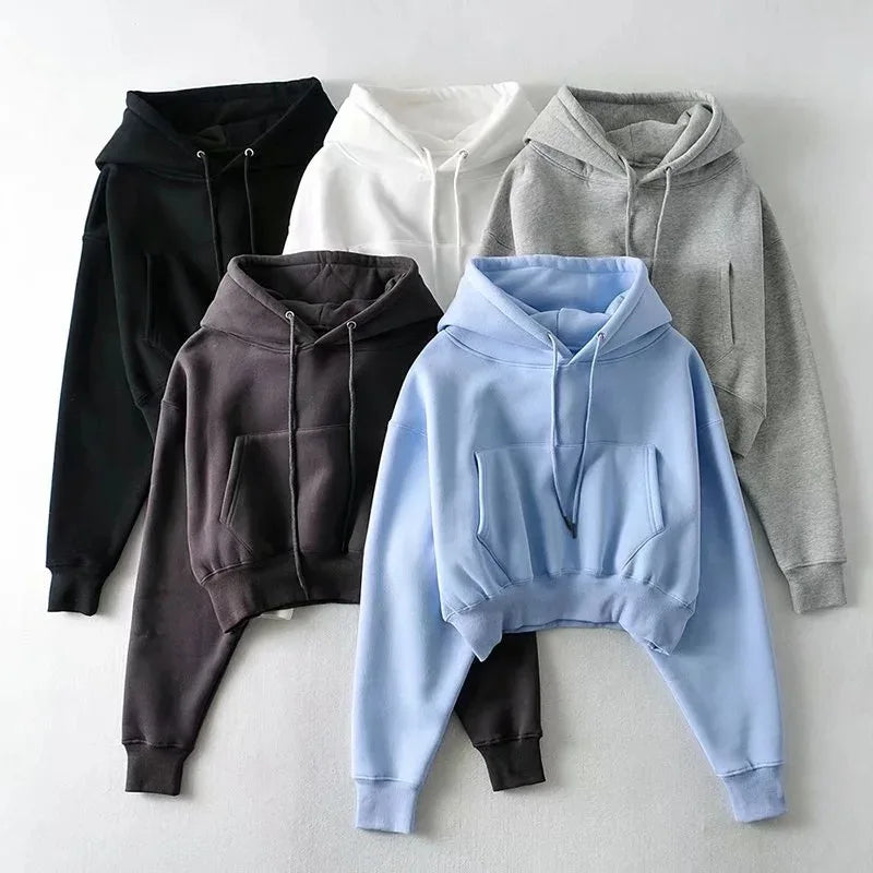 Women's Heavyweight Cotton Fleece Hoodie Full Zipper Thick Thermal Quick Dry Fitness Yoga Sports Shorts Winter Sports Suits for