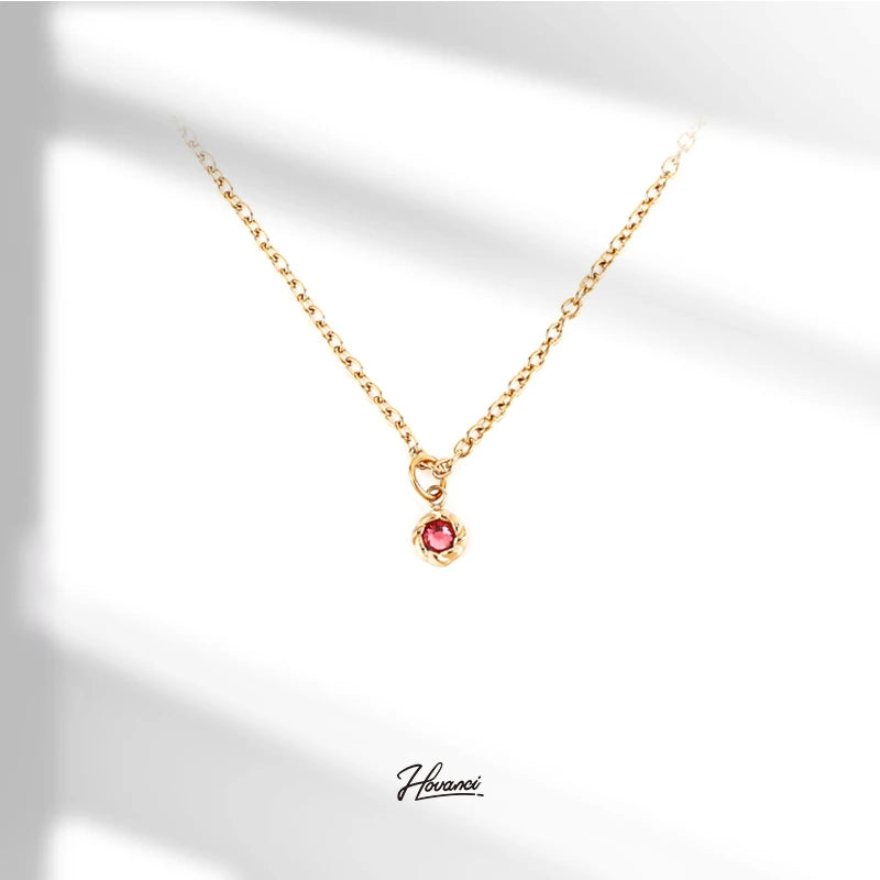 HOVANCI Birthday Gift Month Jewelry Charm Necklace Bulk 18K Gold Plated Personalized Cz Birthstone Pendant Necklace for Women