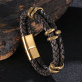 Multi Layer Braided Leather Jewelry Bracelet Bangle Stainless Steel Magnetic Clasp Punk Simple Genuine Leather Bracelet for Men