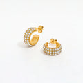 JOOLIM High End Luxury Waterproof 18K  Gold Plated Classic Micro  Stone Cz Pave Fine Stainless Steel Hoop Earring Jewelry Women